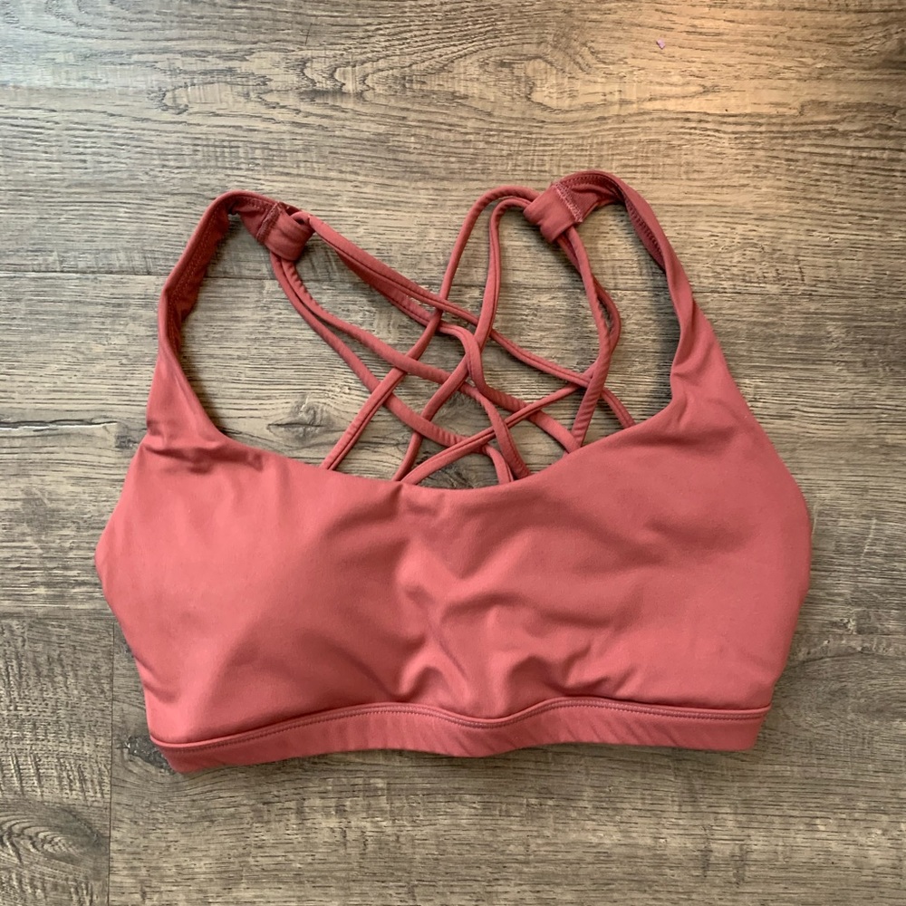 Dusty Rose strappy sports bra